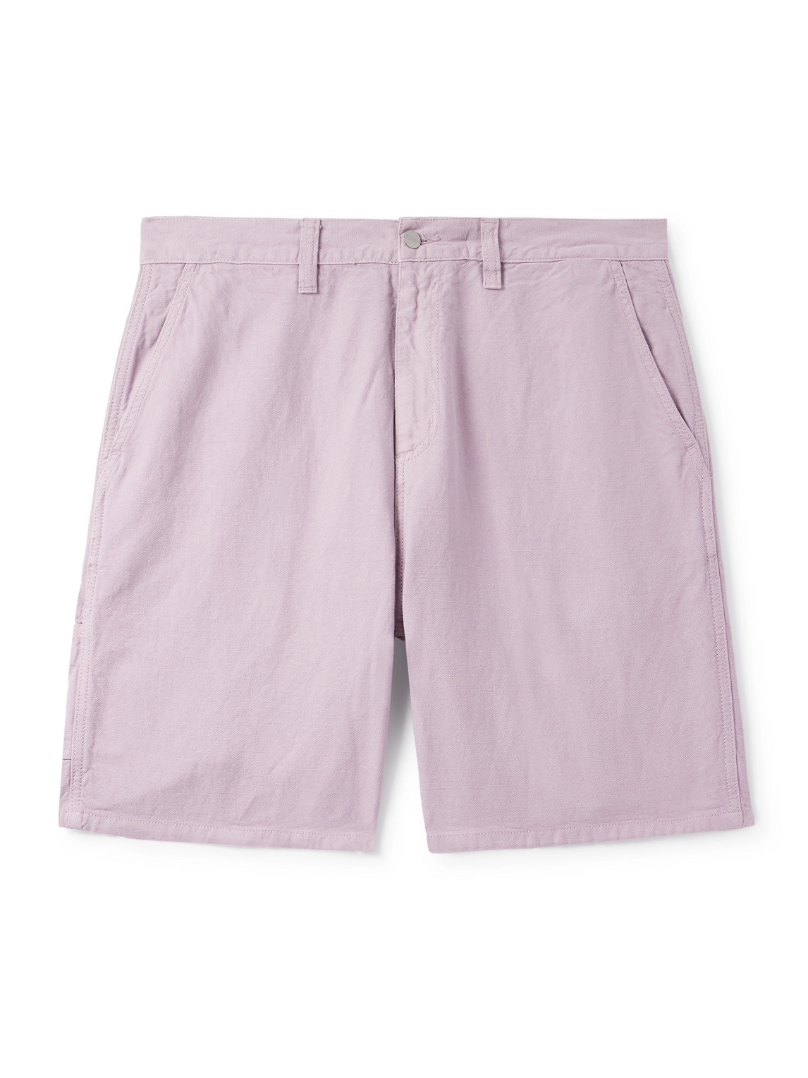 Walter Single Knee Wide-Leg Cotton and Linen-Blend Canvas Shorts