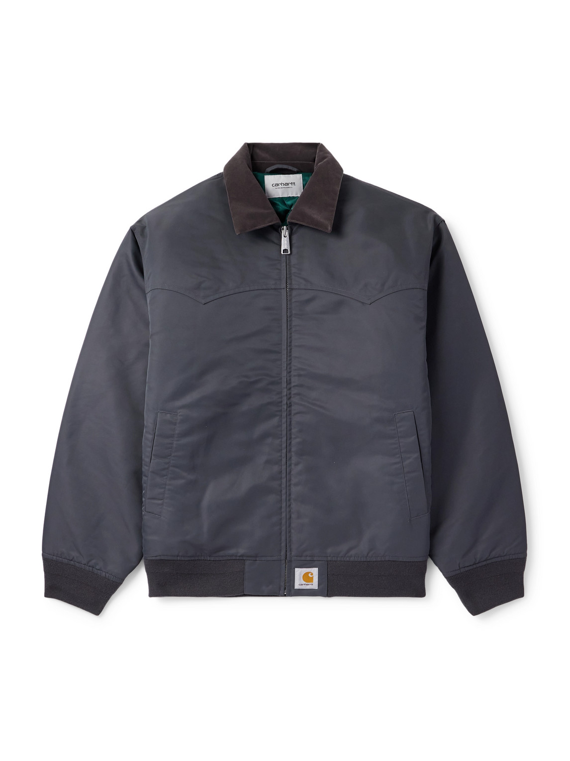 Carhartt Santa Fe Alumni Velvet-trimmed Nylon-twill Bomber Jacket In Gray