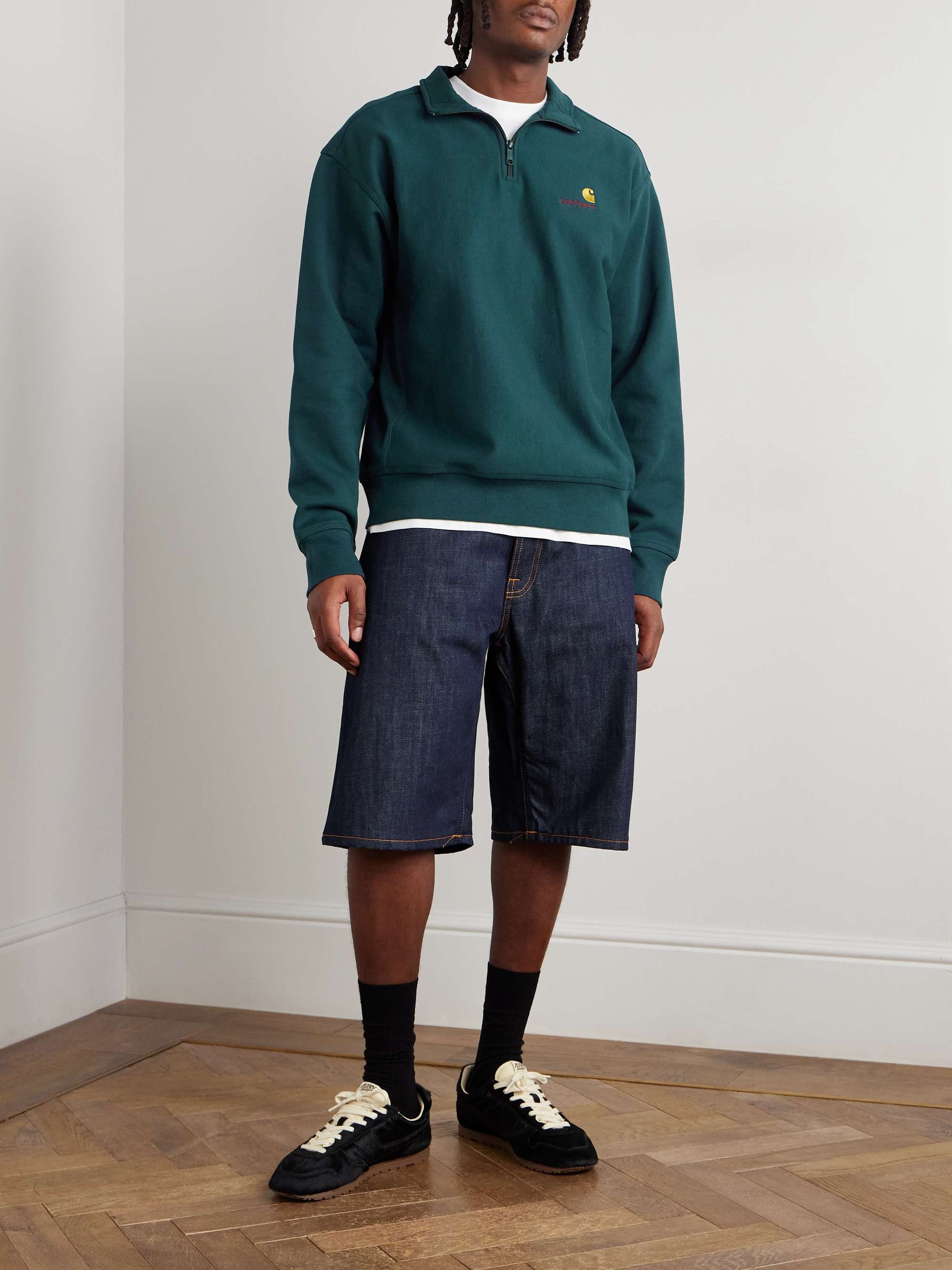 CARHARTT WIP American Script Cotton-Blend Jersey Half-Zip Sweatshirt
