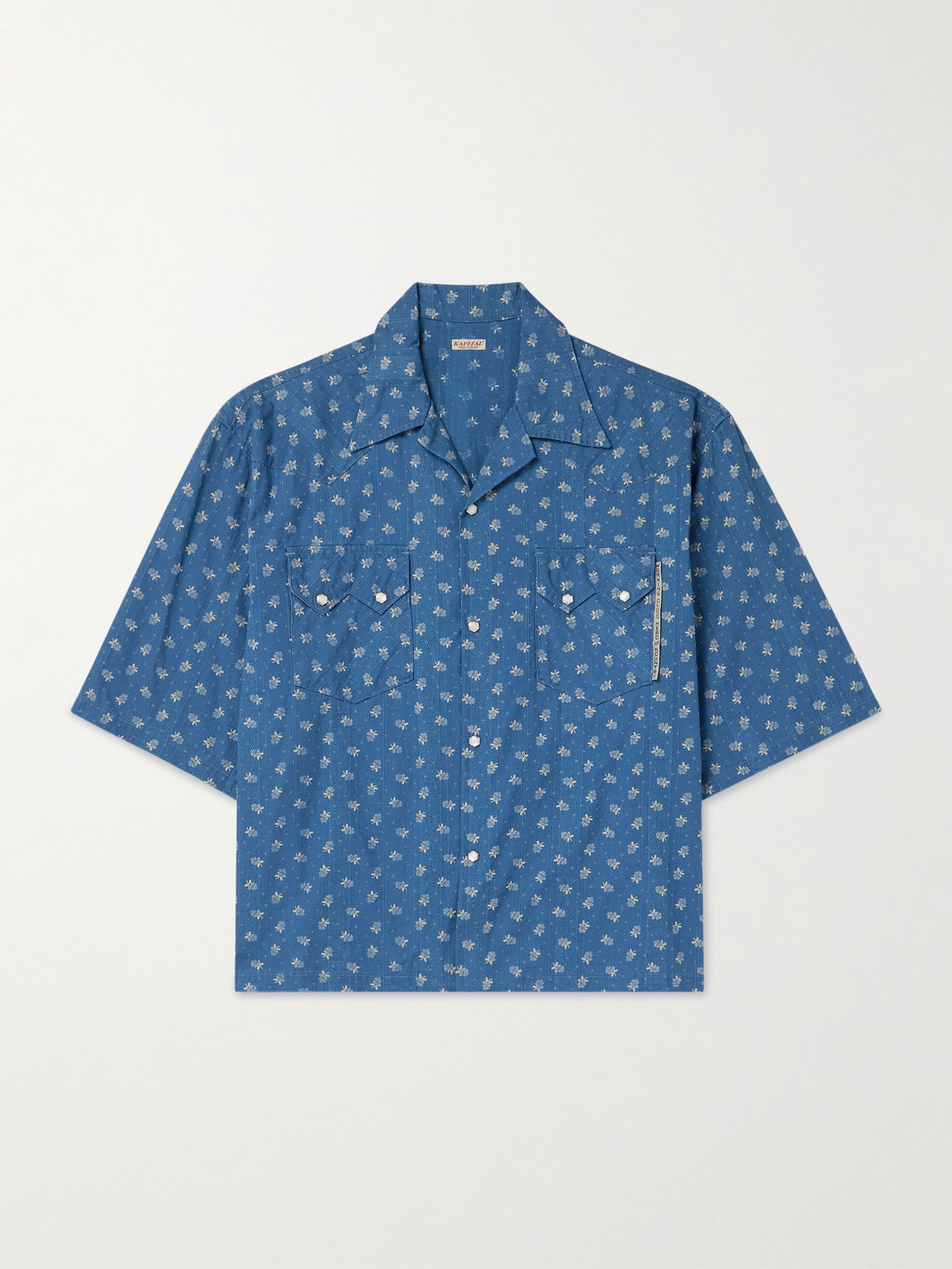 KAPITAL Camp-Collar Cotton-Dobby Shirt - Men