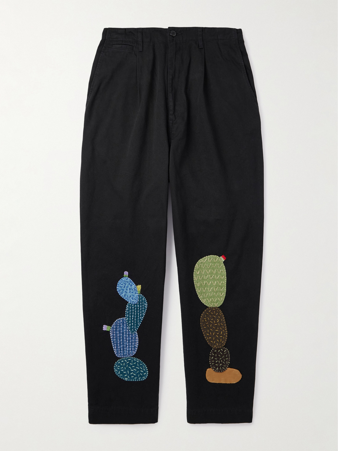 KAPITAL Nime Wide-Leg Appliquéd Cotton-Twill Trousers - Men
