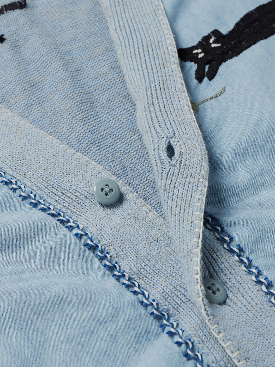  Kapital - Embroidered Chambray And Cotton Cardigan - Men - Blue - 1 