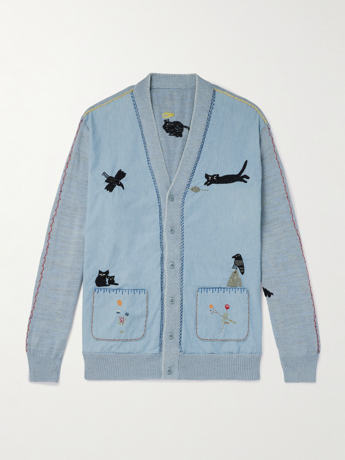 KAPITAL Embroidered Chambray and Cotton Cardigan - Men
