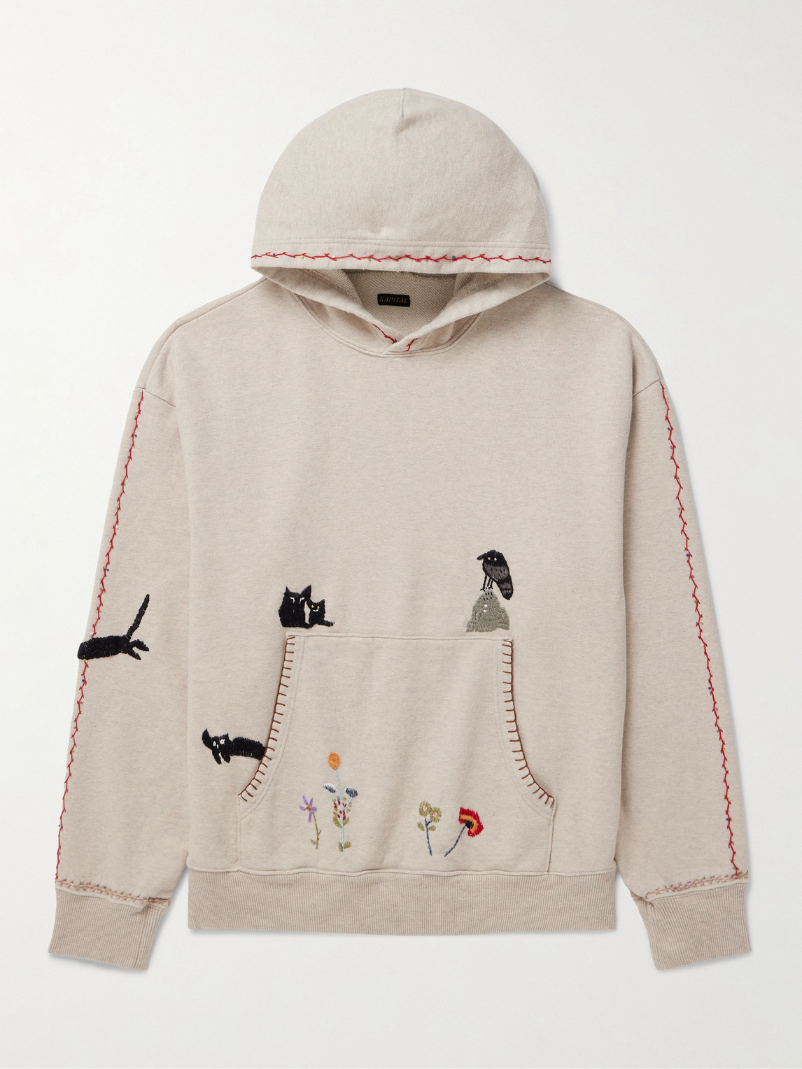 KAPITAL Embroidered Cotton-Jersey Hoodie - Men