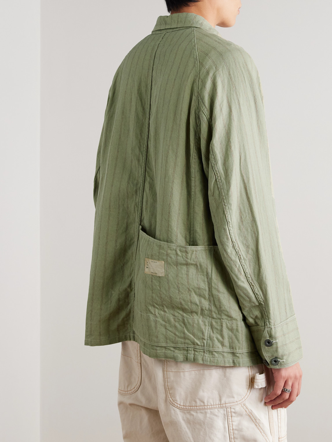 Kapital Gibson Striped Linen And Cotton-blend Overshirt In Green