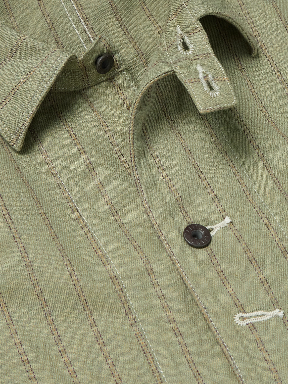 Kapital Gibson Striped Linen And Cotton-blend Overshirt In Green