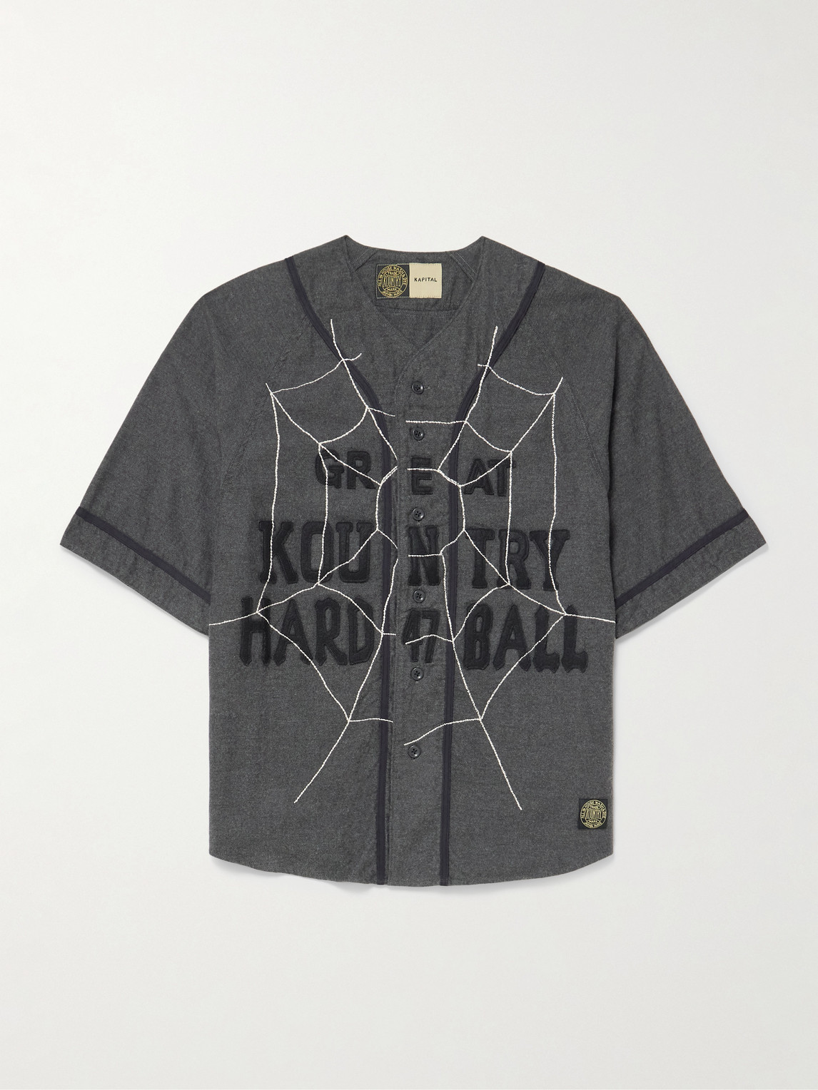 Kapital Embroidered Felt-trimmed Cotton And Wool-blend Shirt In Gray