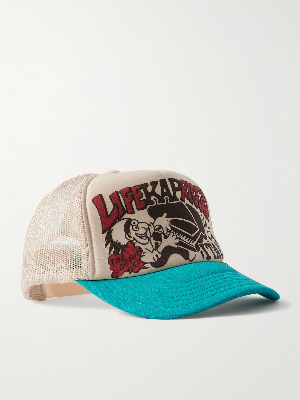 Kapital Life Kapriccio Mesh-trimmed Printed Scuba Trucker Cap In Multi