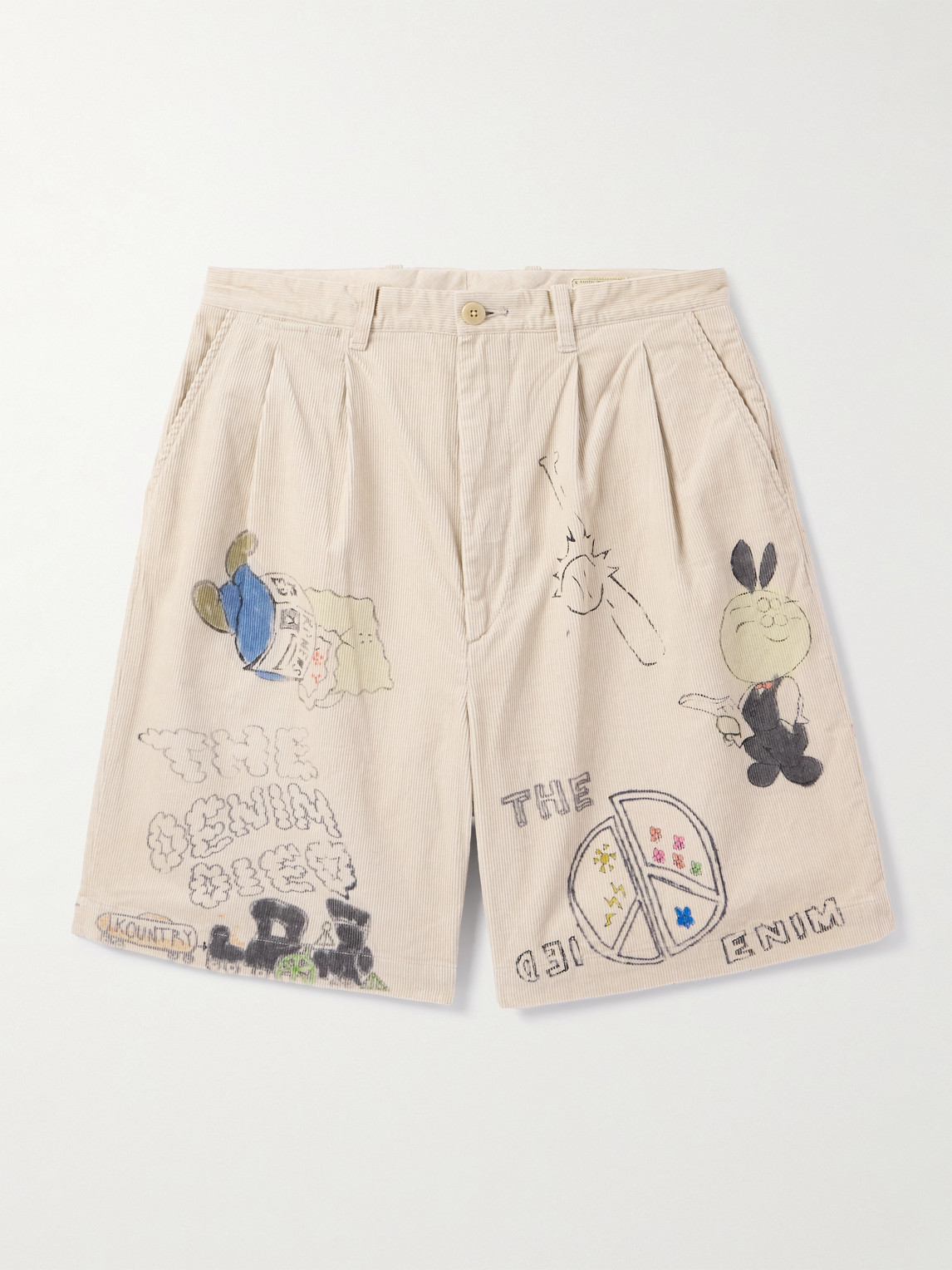 KAPITAL Memorial Paint Straight-Leg Printed Cotton-Corduroy Shorts - Men