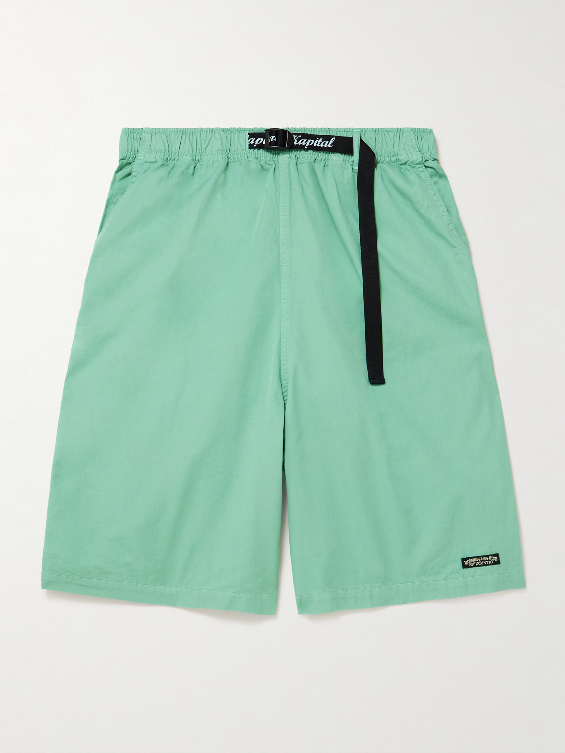 KAPITAL Easy Wide-Leg Belted Cotton-Twill Shorts - Men
