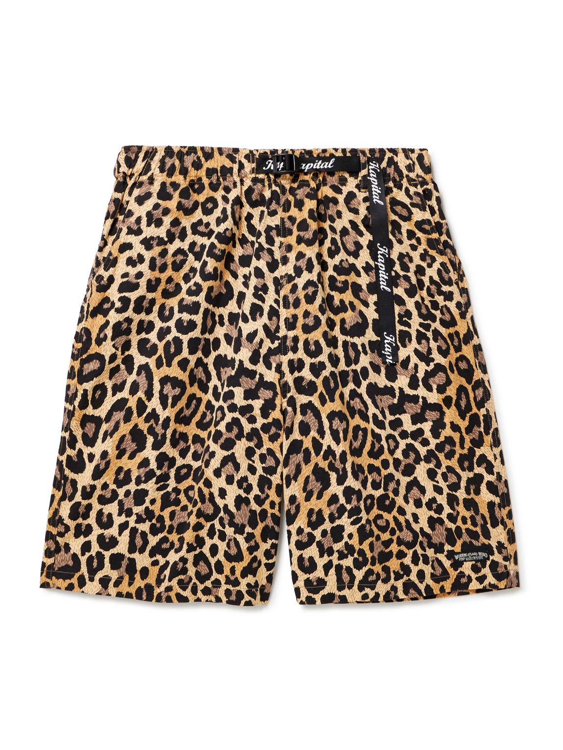 Kapital Easy Wide-leg Belted Leopard-print Cotton-twill Shorts In Brown