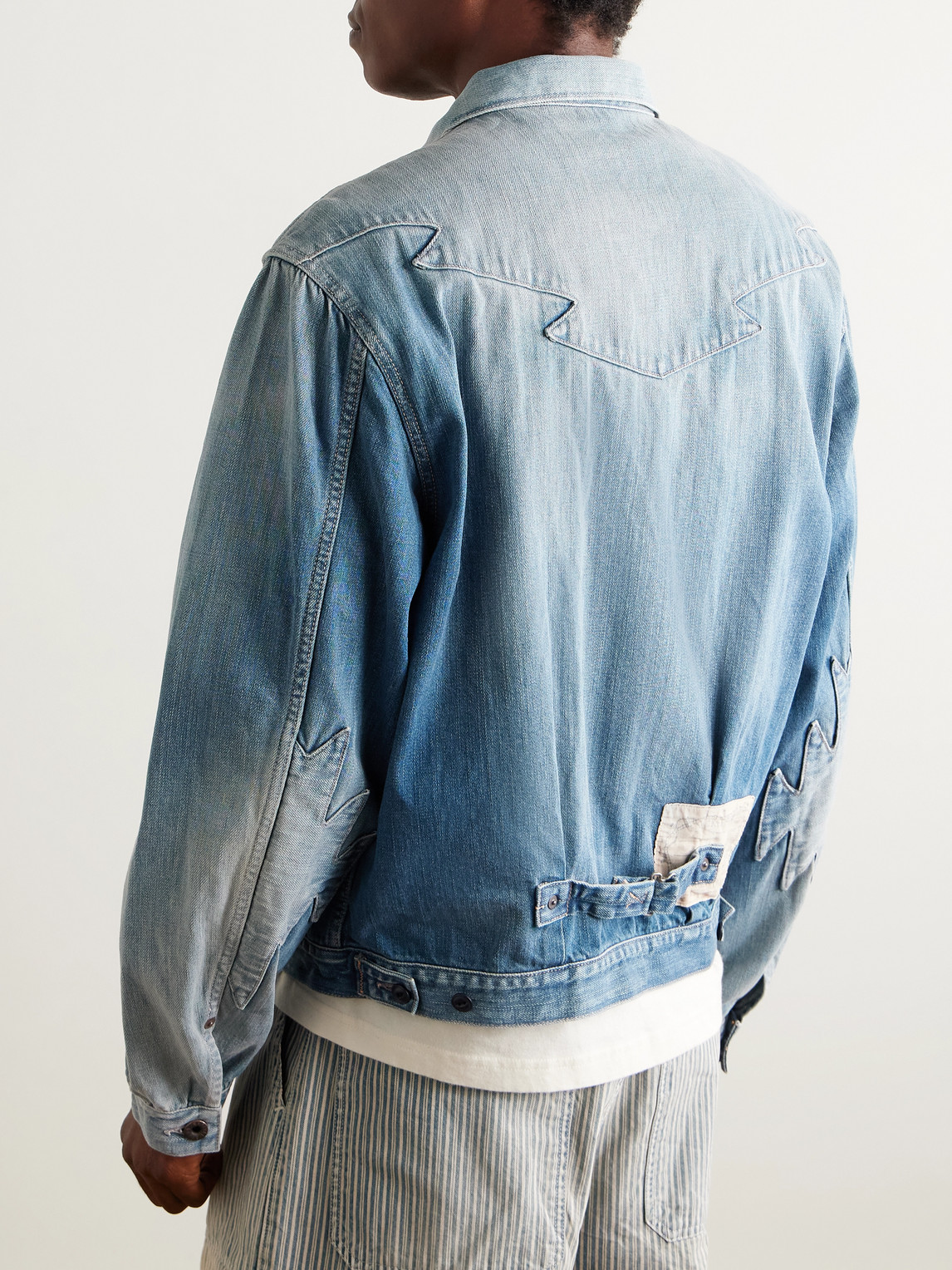 Kapital Thunderbird Panelled Denim Blouson Jacket In Blue