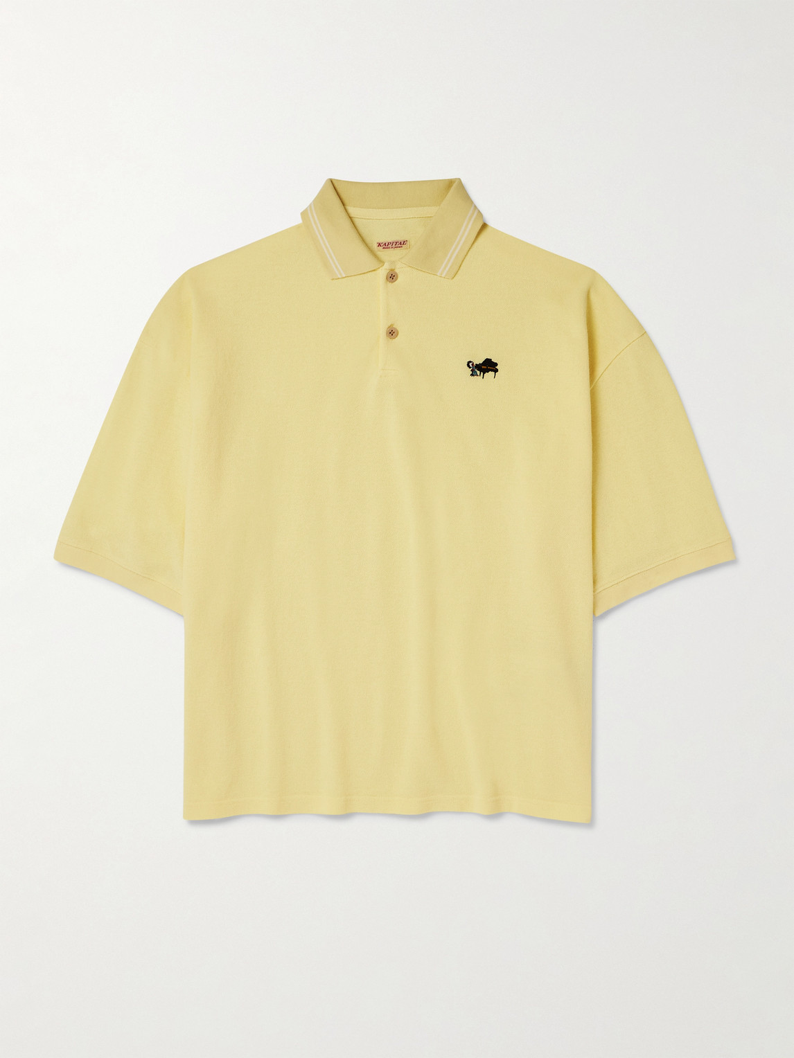 Kapital Box Striped Embroidered Cotton-piqué Polo Shirt In Multi