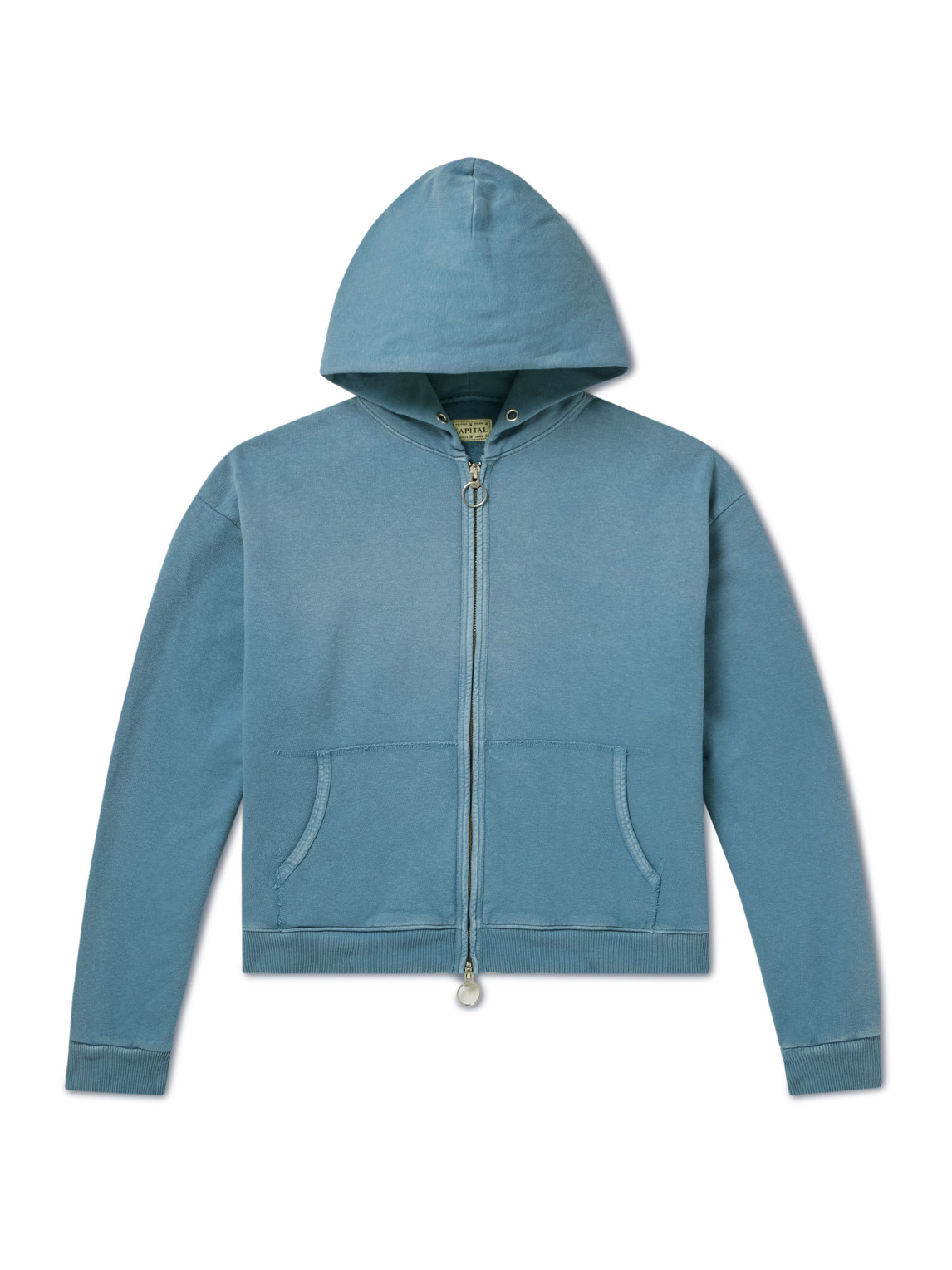 Kapital Garment-dyed Cotton-jersey Hoodie In Blue