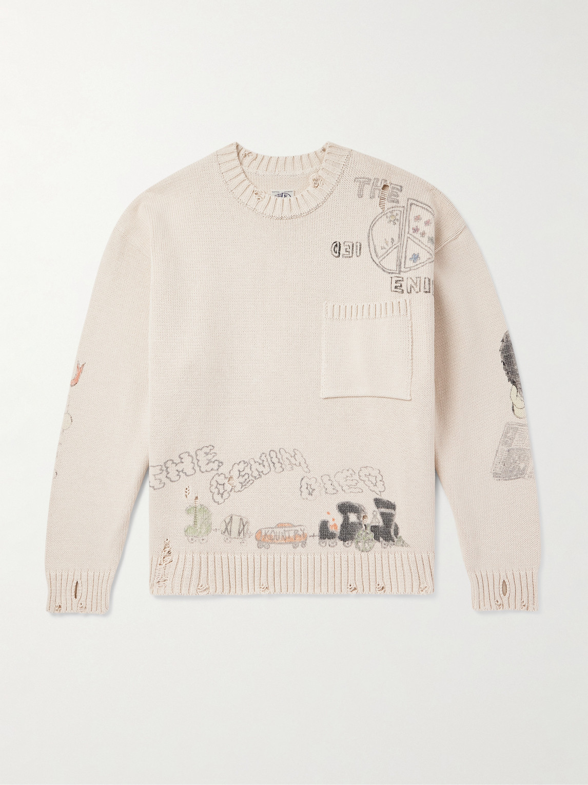 KAPITAL Distressed Printed Cotton Sweater - Men