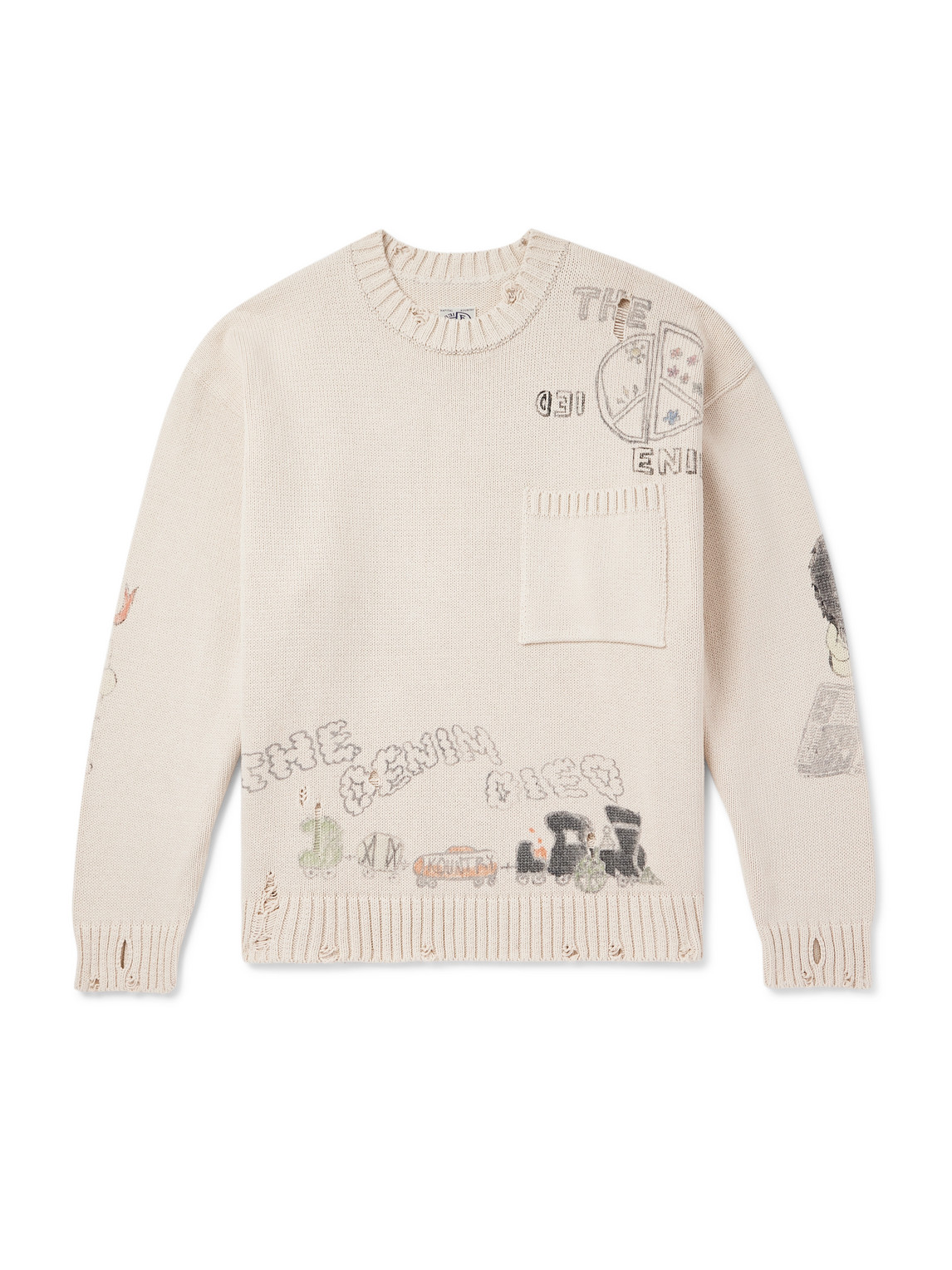 Kapital Distressed Printed Cotton Sweater