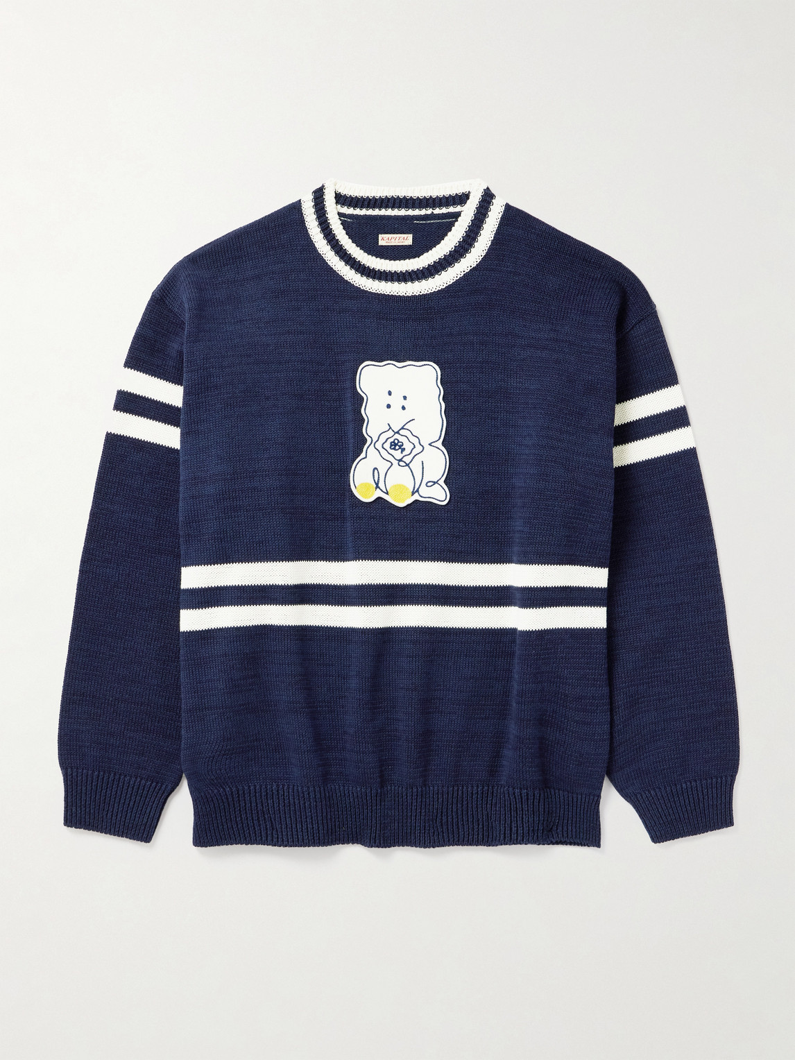 KAPITAL Peckish Rainbowy Ivy Appliquéd Striped Cotton Sweater - Men
