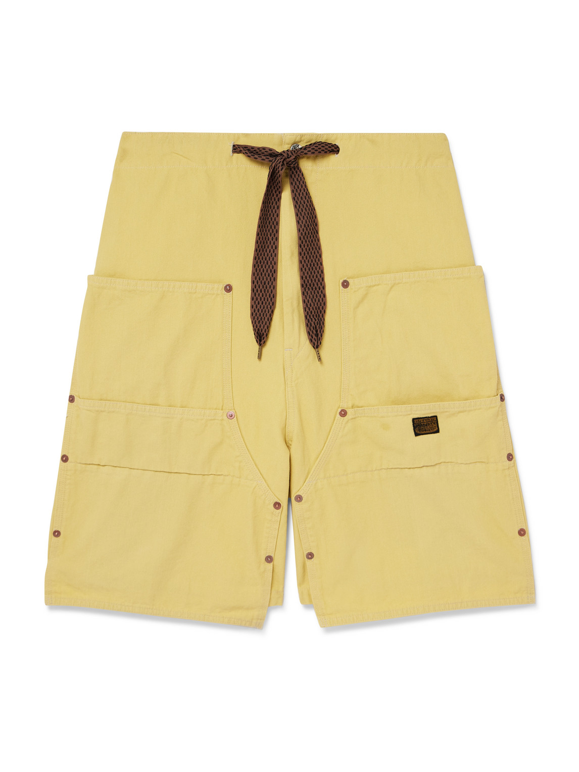 Kapital Easy Straight-leg Cotton-twill Drawstring Shorts In Yellow