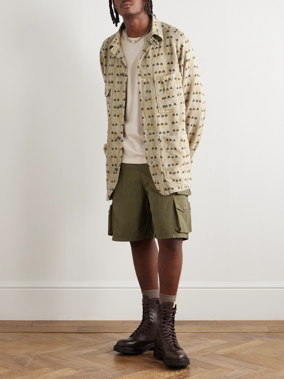 Kapital Cotton-jacquard Overshirt In Neutral