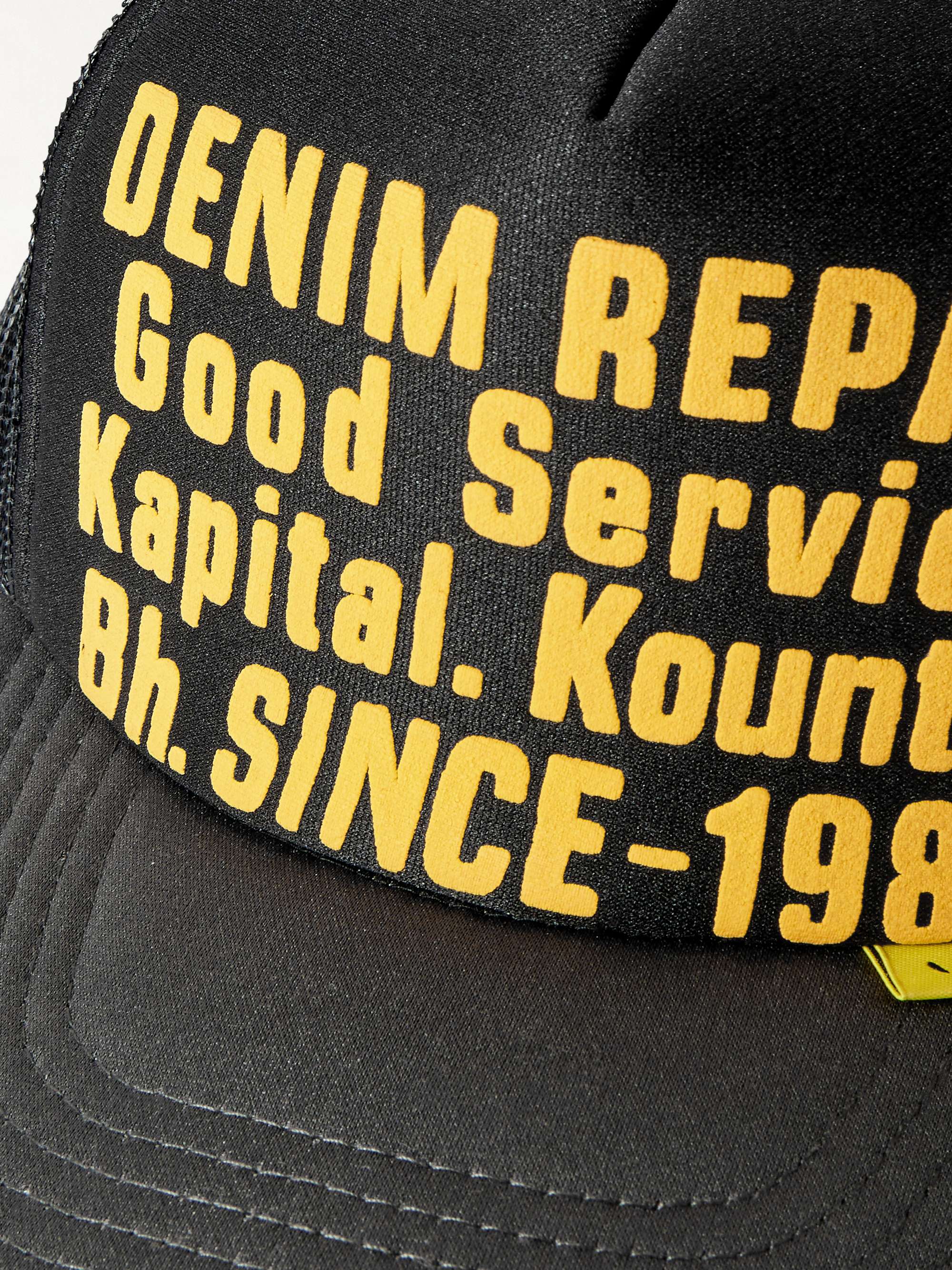 KAPITAL Printed Canvas, Patchwork Denim and Mesh Trucker Cap