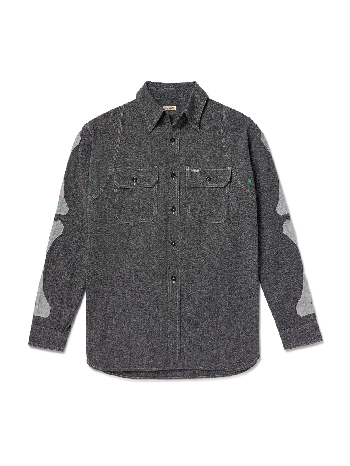 Appliquéd Panelled Cotton Shirt