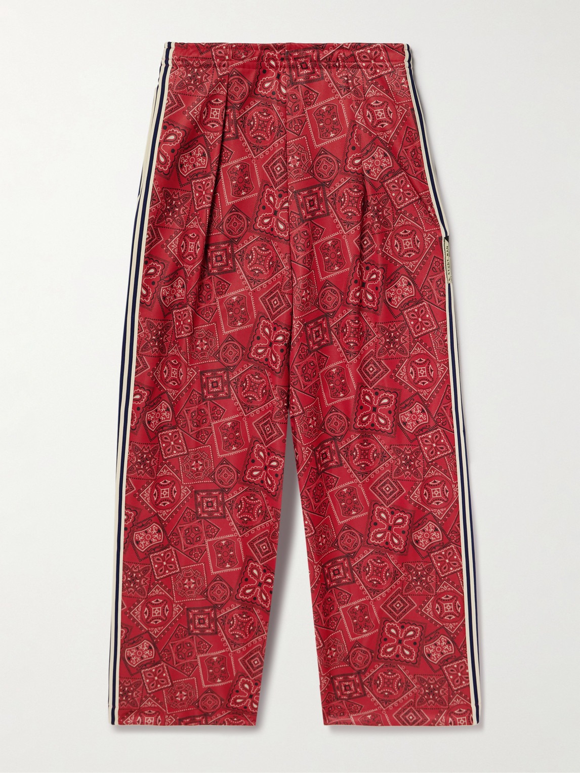 KAPITAL Wide-Leg Striped Webbing-Trimmed Bandana-Print Tech-Jersey Track Pants - Men