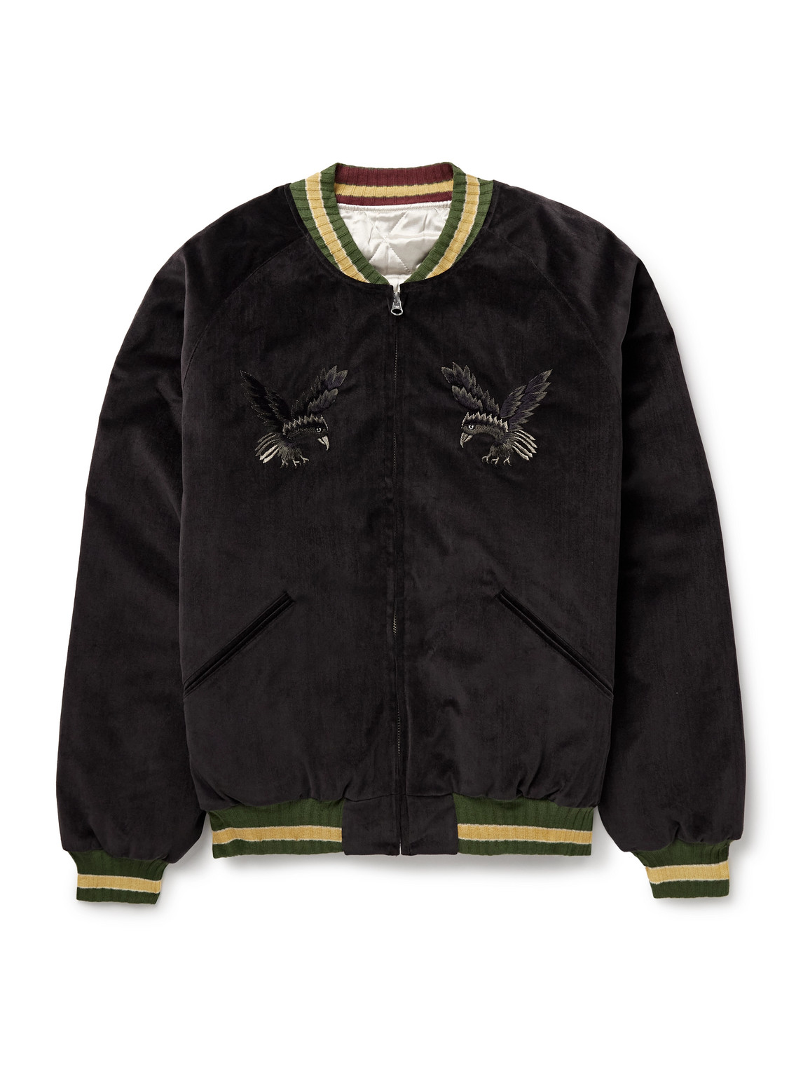 Kapital Souvenir Padded Embroidered Cotton-velvet Bomber Jacket