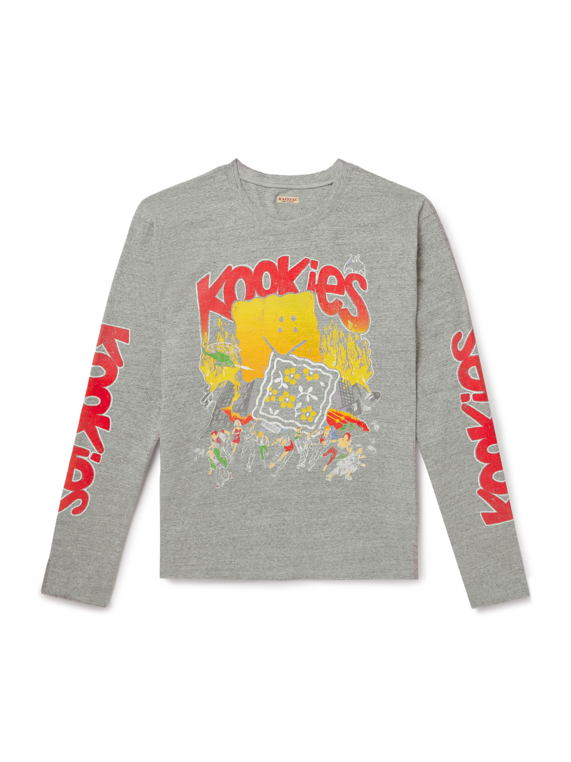 Kapital Buster Peckish Bowy Printed Cotton-jersey T-shirt In Gray