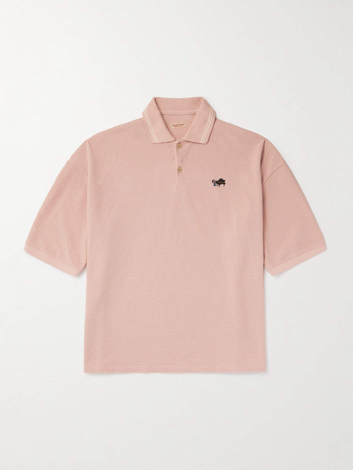 KAPITAL Box Striped Embroidered Cotton-Piqué Polo Shirt - Men