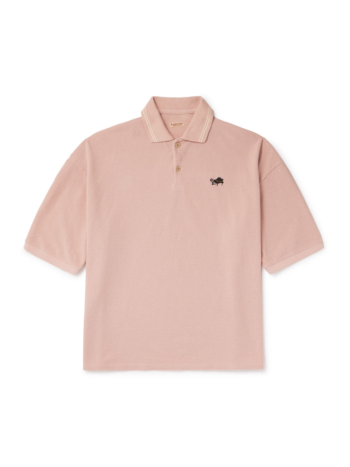 Box Striped Embroidered Cotton-Piqué Polo Shirt