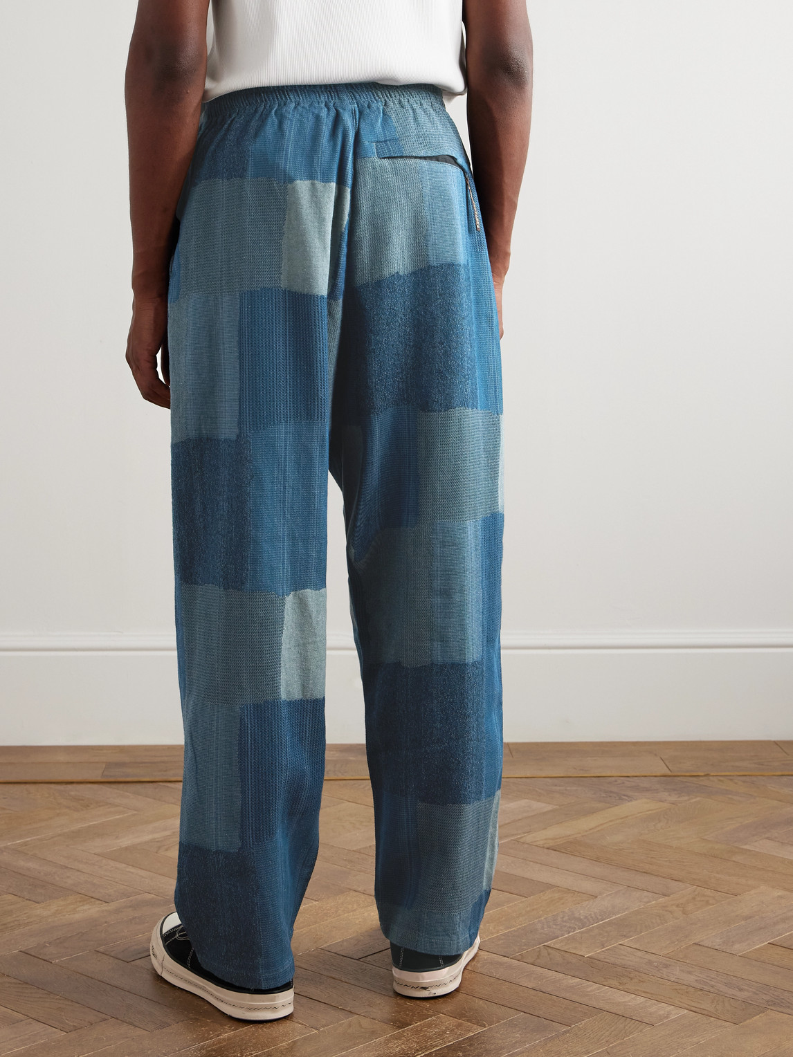 Kapital Tugihagi Easy Straight-leg Patchwork Cotton Drawstring Trousers In Blue
