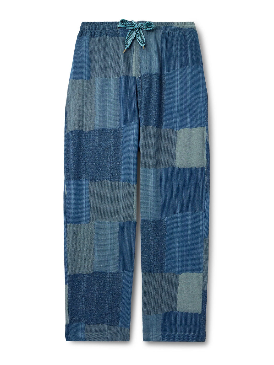 Kapital Tugihagi Easy Straight-leg Patchwork Cotton Drawstring Trousers In Blue