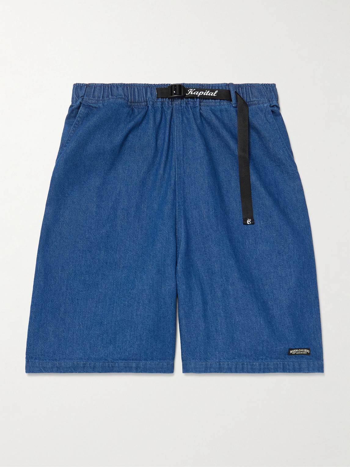 KAPITAL Easy Wide-Leg Belted Denim Shorts - Men