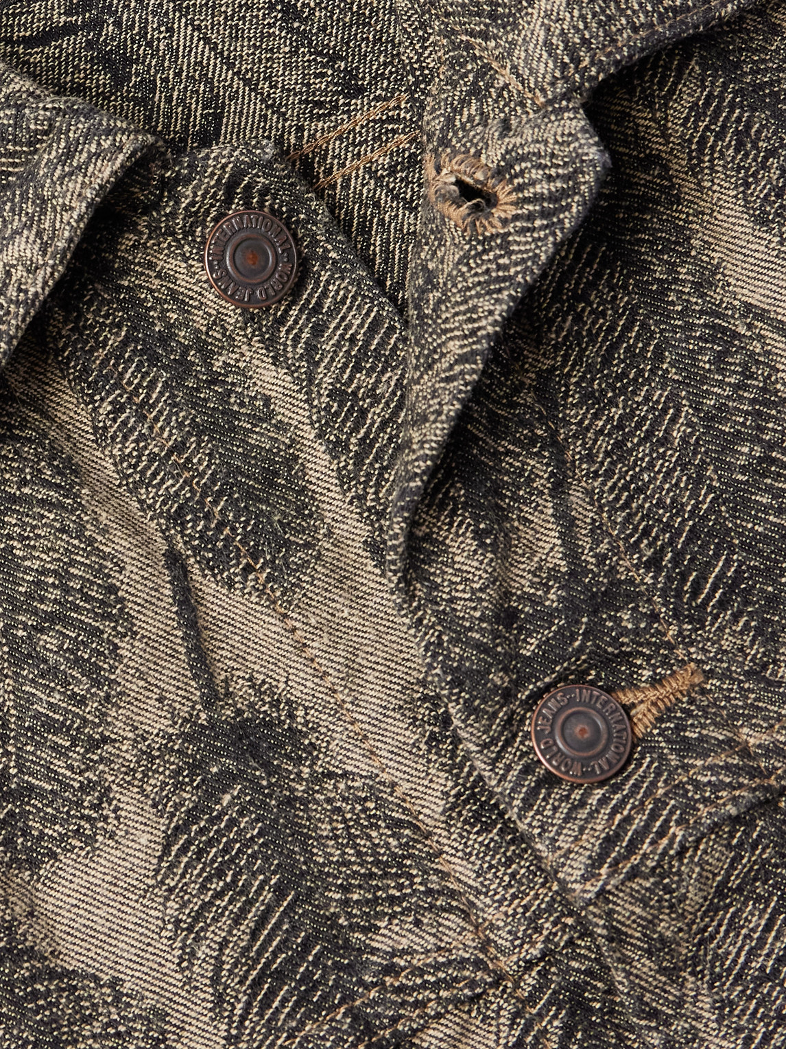Shop Kapital Magpie Distressed Denim-jacquard Jacket