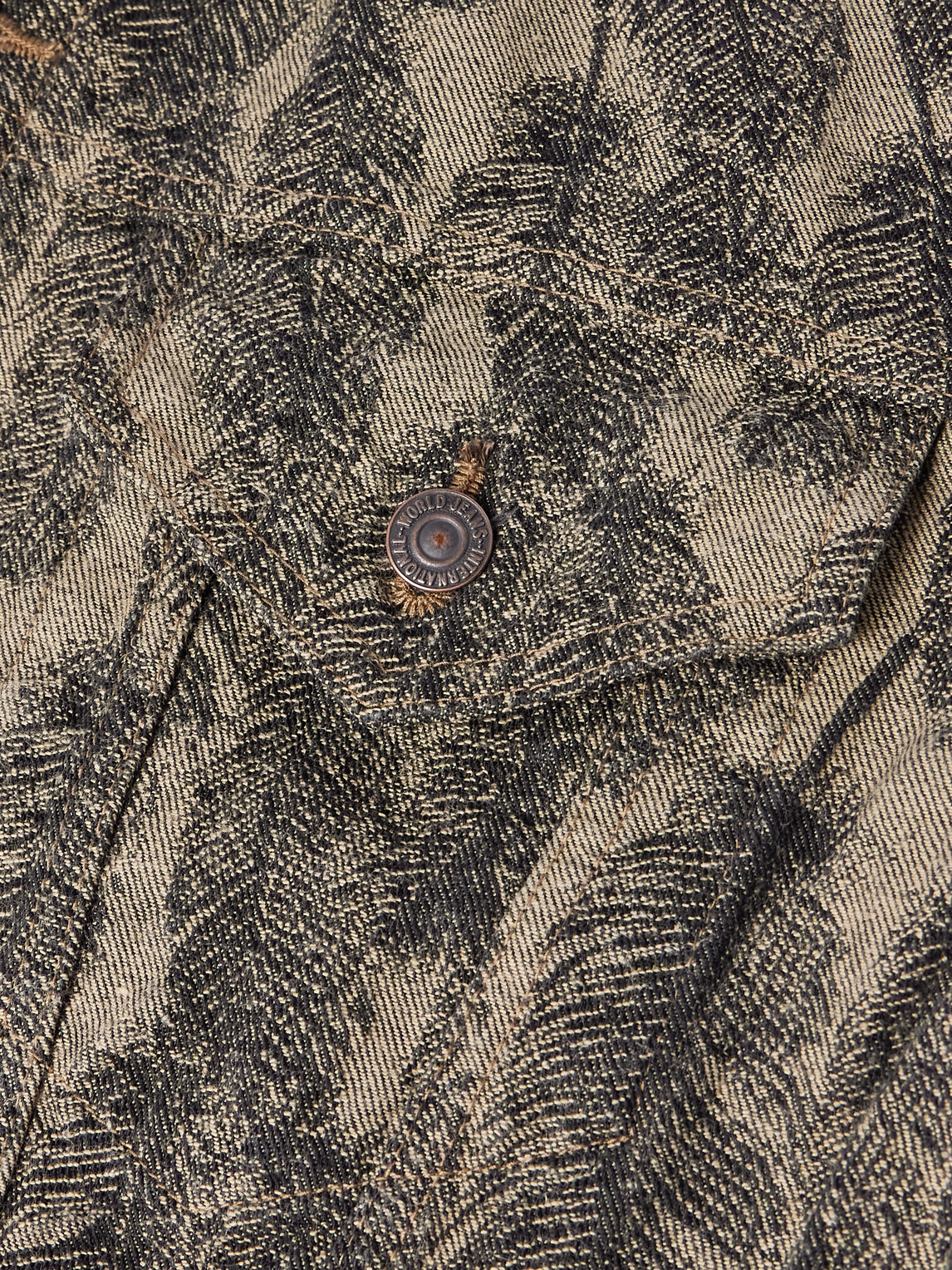 Shop Kapital Magpie Distressed Denim-jacquard Jacket