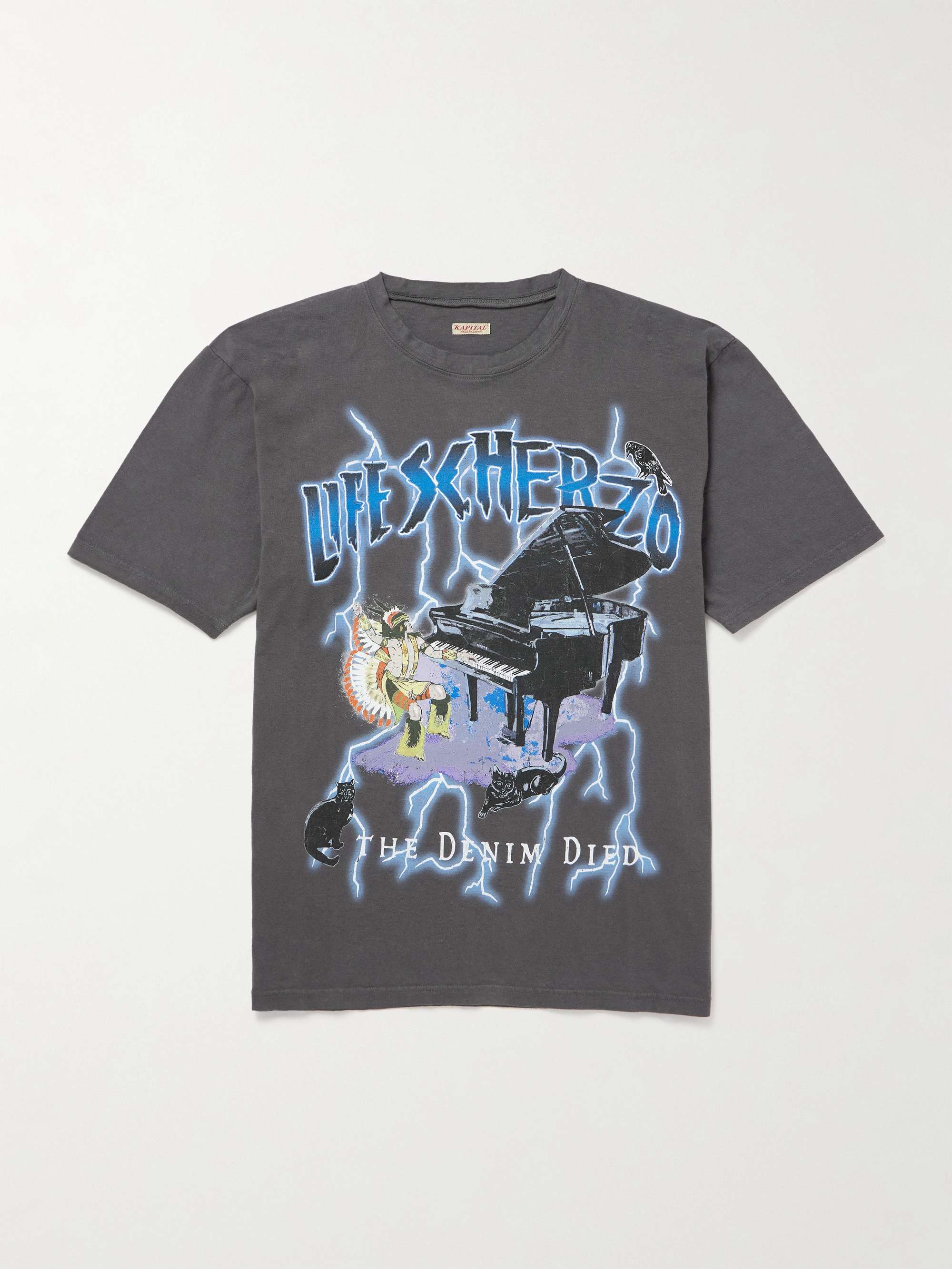 激安価格の Peckish Buster gray Dark Bowy T-Shirt Cotton-Jersey Printed トップス