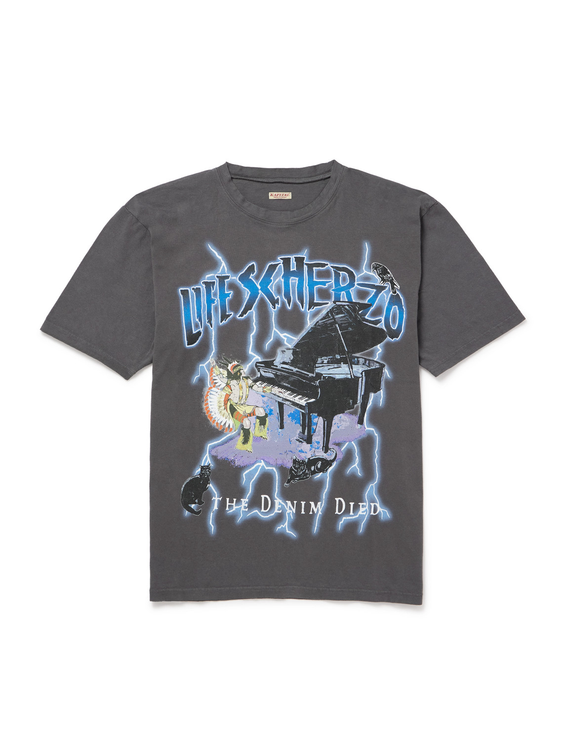 Kapital Printed Cotton-jersey T-shirt In Gray
