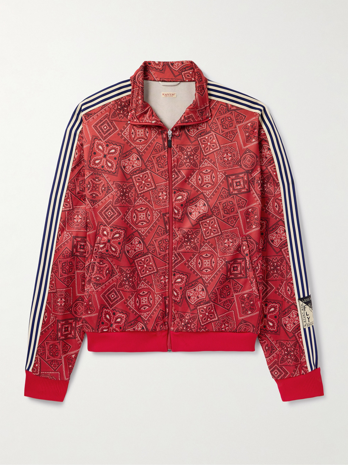 Kapital Cookie Bandana-print Striped Shell Track Jacket In Red