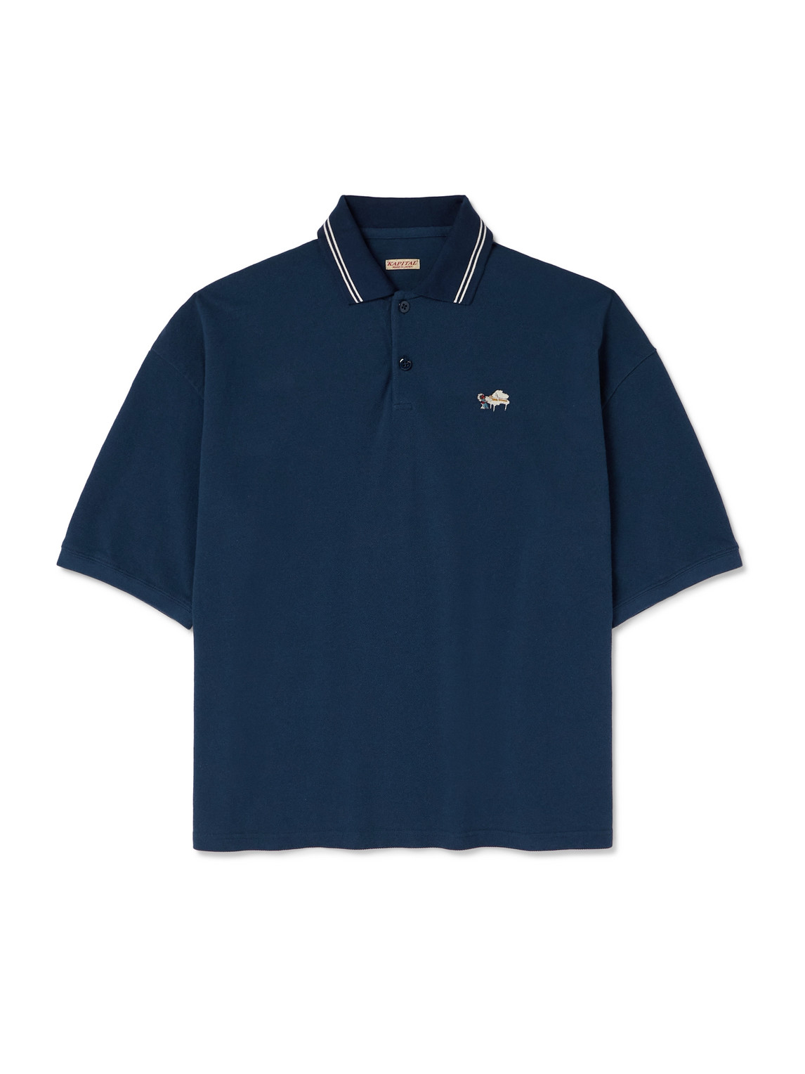 Box Striped Embroidered Cotton-Piqué Polo Shirt