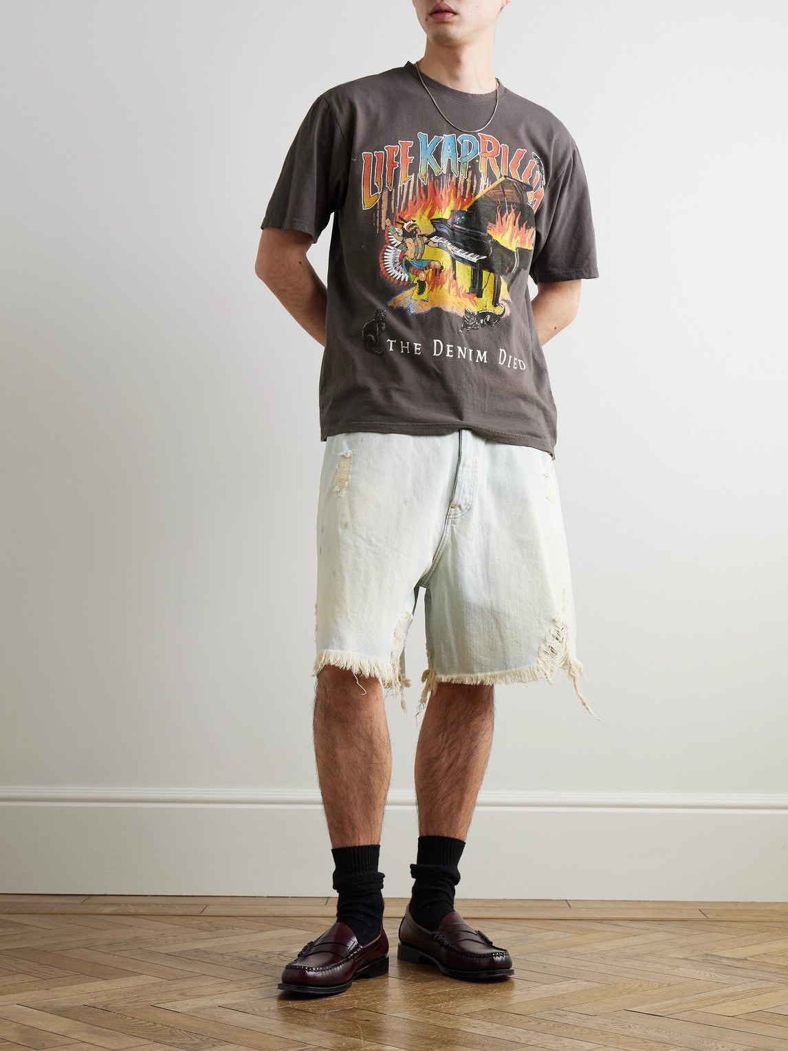 Shop Kapital Printed Cotton-jersey T-shirt In Black