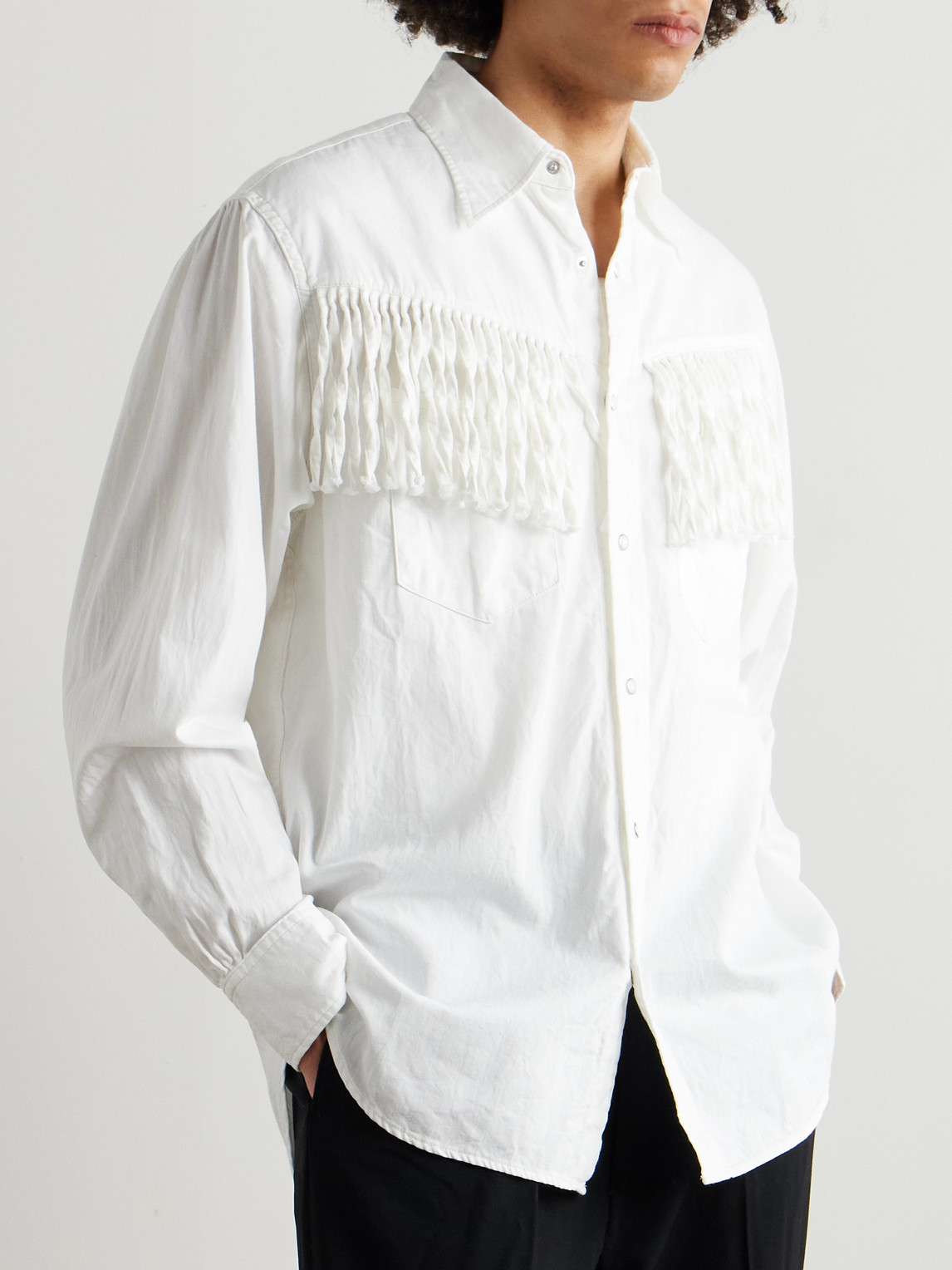 KAPITAL HUSKY FRINGED DENIM WESTERN SHIRT