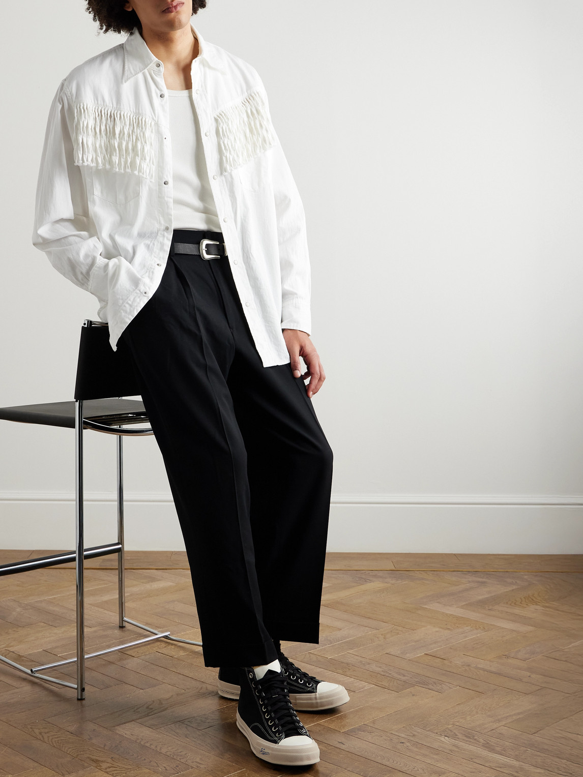 KAPITAL HUSKY FRINGED DENIM WESTERN SHIRT