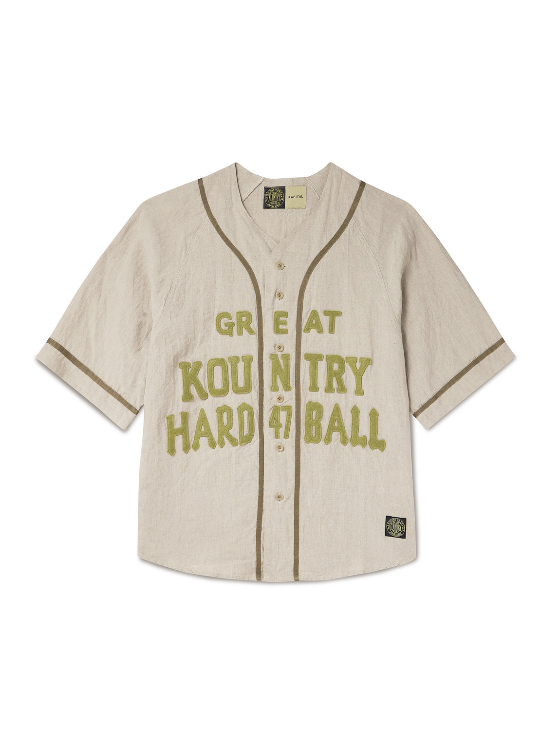 Great Kountry Grosgrain- and Felt-Trimmed Logo-Appliquéd Linen Shirt