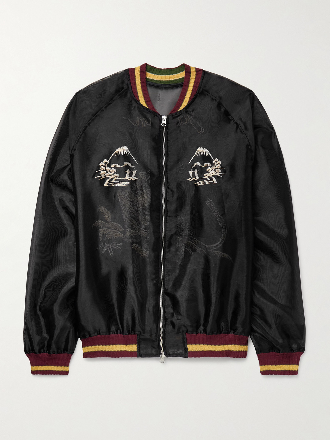 Kapital Souvenir Embroidered Organza Bomber Jacket In Black