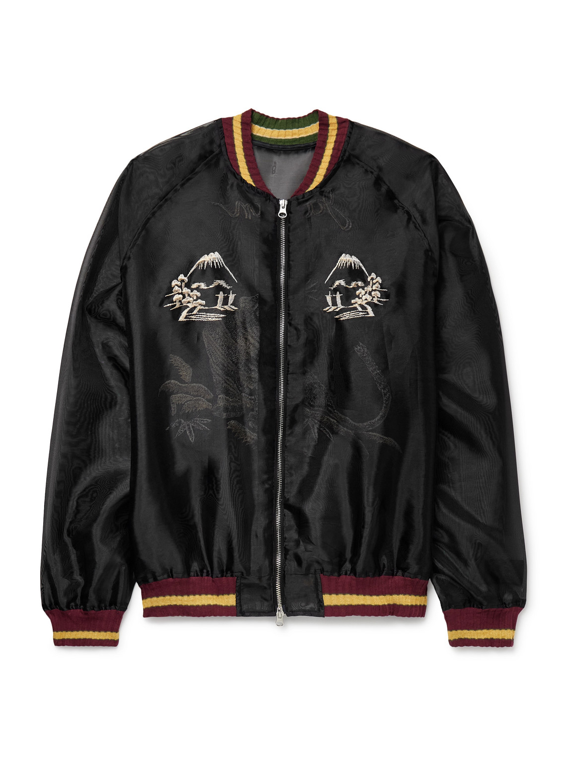 Kapital Souvenir Embroidered Organza Bomber Jacket In Black