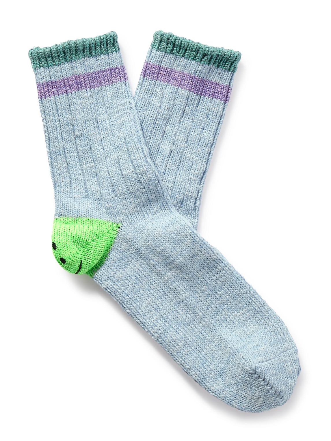 Happy Heels Striped Ribbed Cotton-Blend Socks