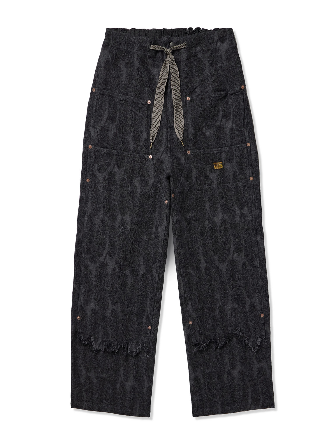 Kapital Magpie Easy Straight-leg Cotton-jacquard Drawstring Trousers