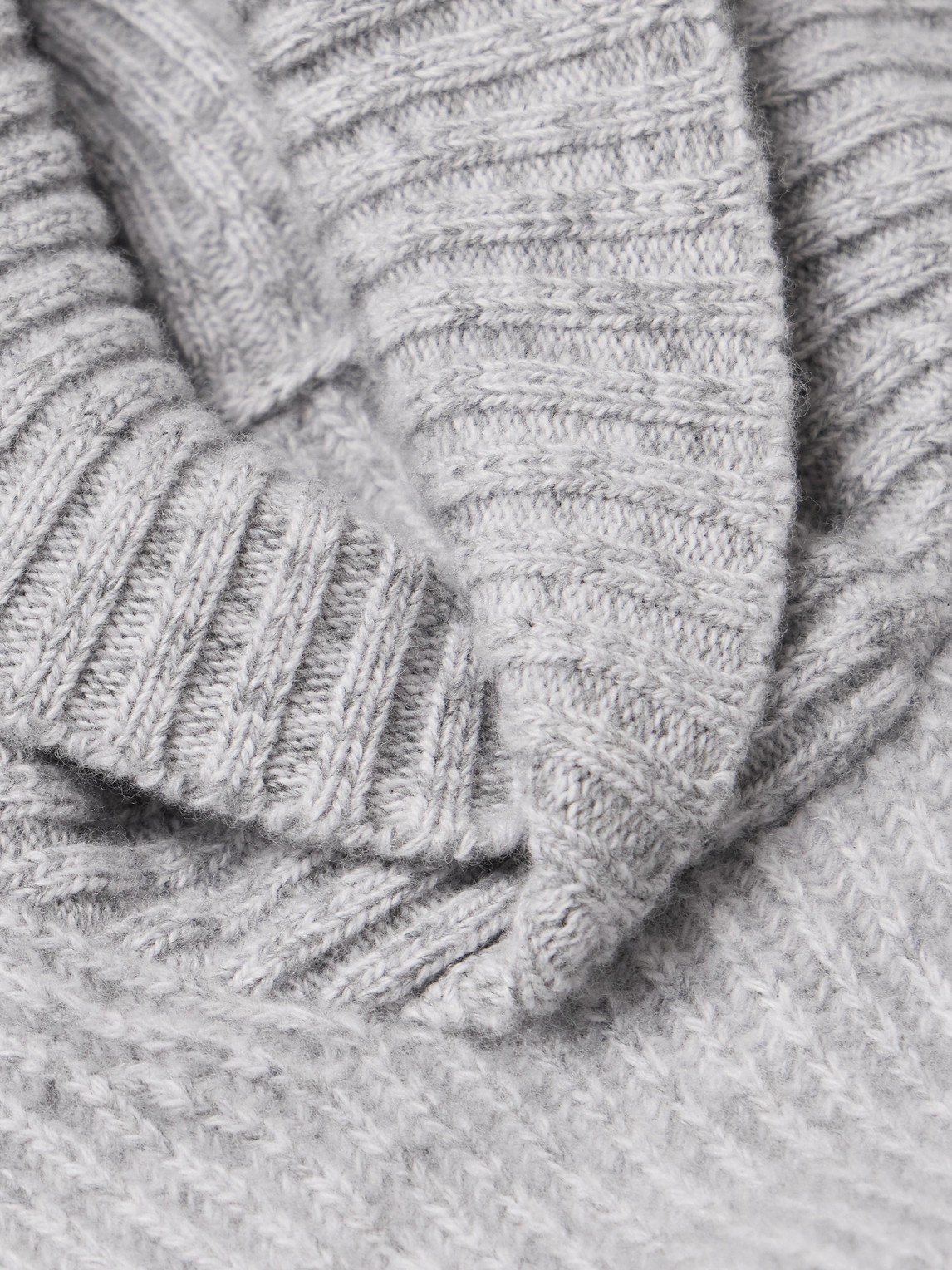 Shop Kingsman Shawl-collar Ribbed Wool Sweater In Gray