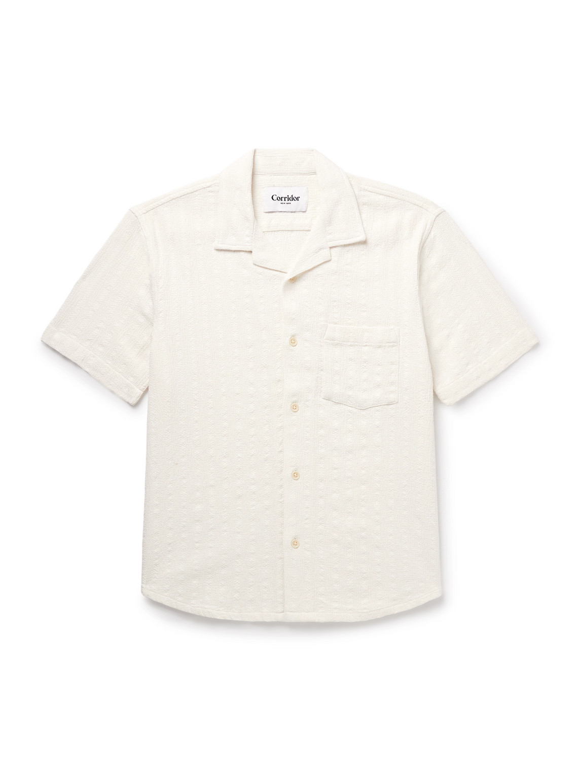 Convertible-Collar Striped Cotton Shirt