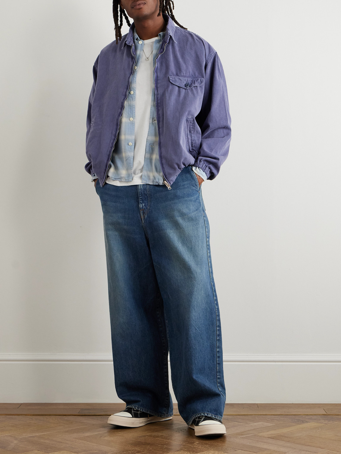 Remi Relief Cotton-twill Blouson Jacket In Blue
